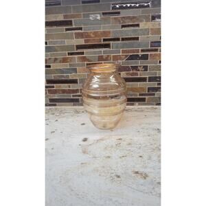 Vintage Vase Marigold Banded Rings Anchor Hocking Carnival Glass 8"